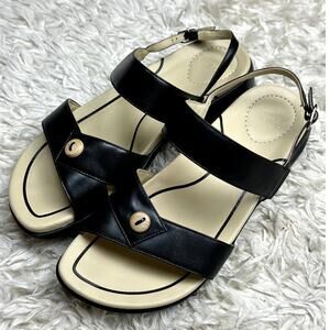 Dansko 'Didi' Dual Strap Slingback Sandals Black Leather Women Size EU 37 (US 7)